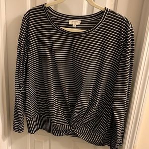 Umgee Black White Striped Top M